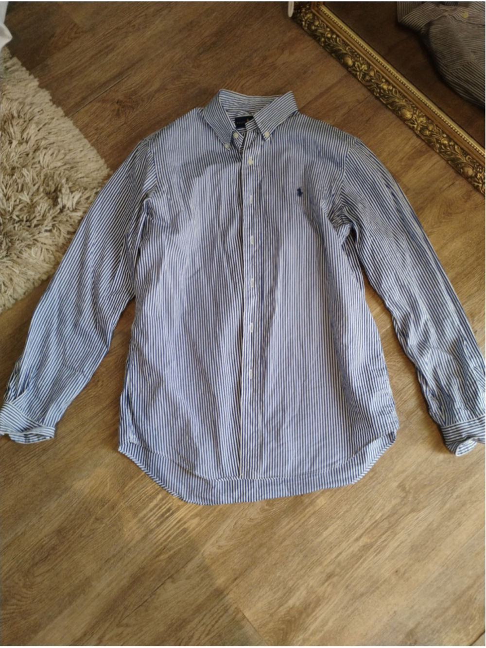 Men's Ralph Lauren Button Down Shirt Size M Blue White Striped
